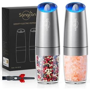 Electric Salt Pepper Grinder Set Gravity LED Adjustable Ceramic 6.5oz Large